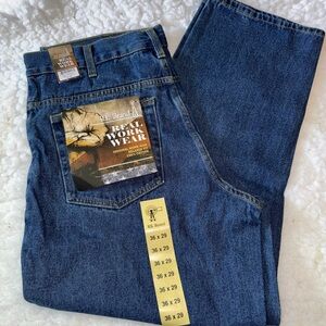 Blue Relaxed Fit Jeans with Leather Patch